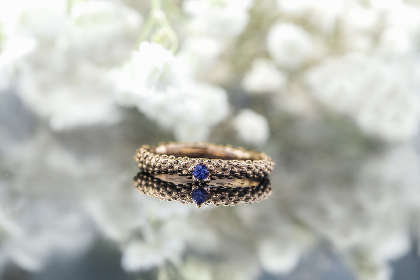 Autorinis raudono aukso žiedas "Šerkšnas"