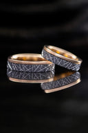 Titanium and gold wedding rings