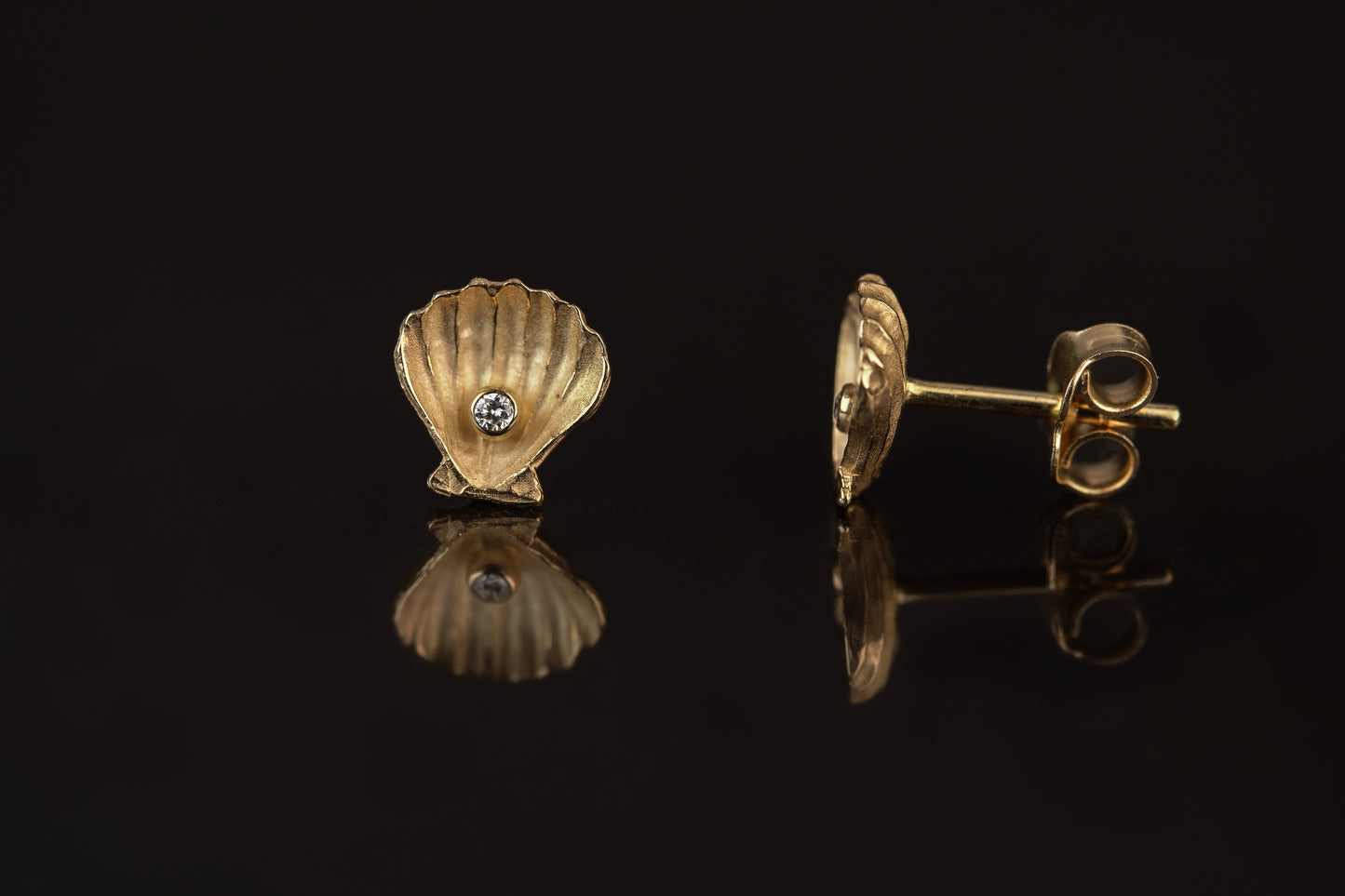 Geltono aukso auskarai "Kriauklytės"